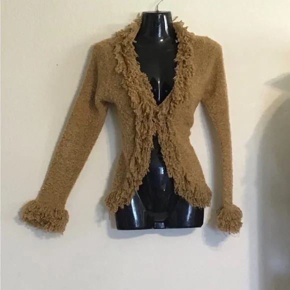 52 Weekends Textured Tan Cardigan Sweater. Size M - Picture 1 of 11